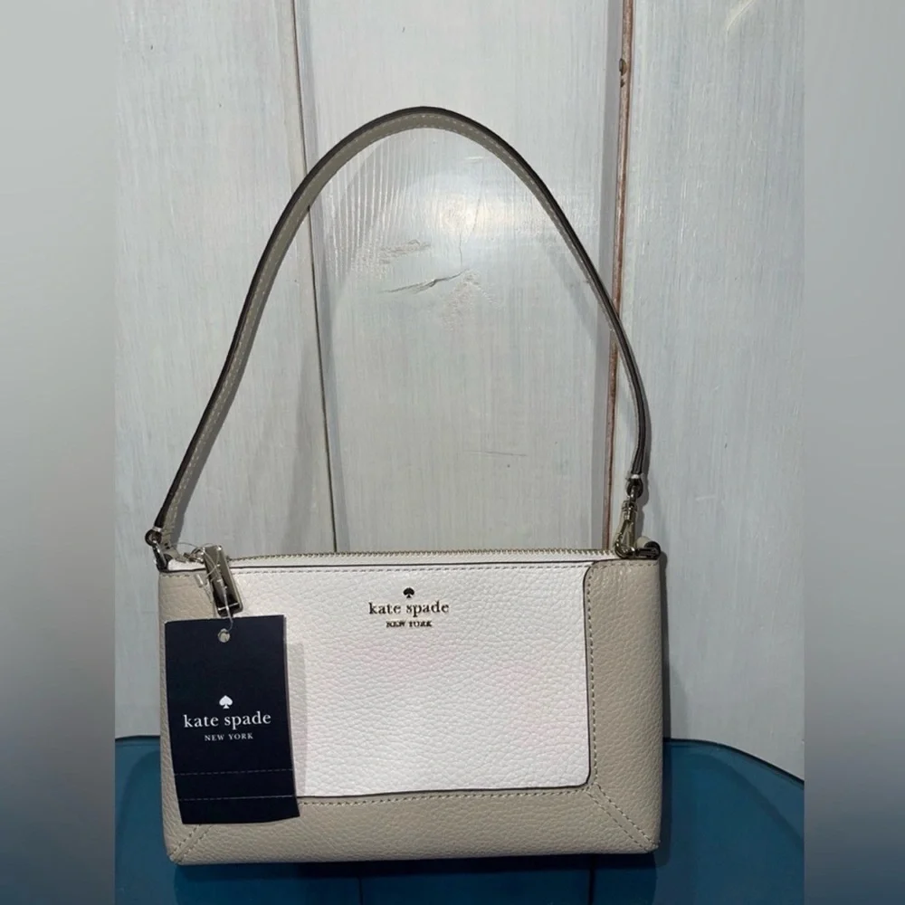 $189 Kate Spade ♠️ Lena Colorblock Convertible Wristlet in Light Sand & Gold NWT